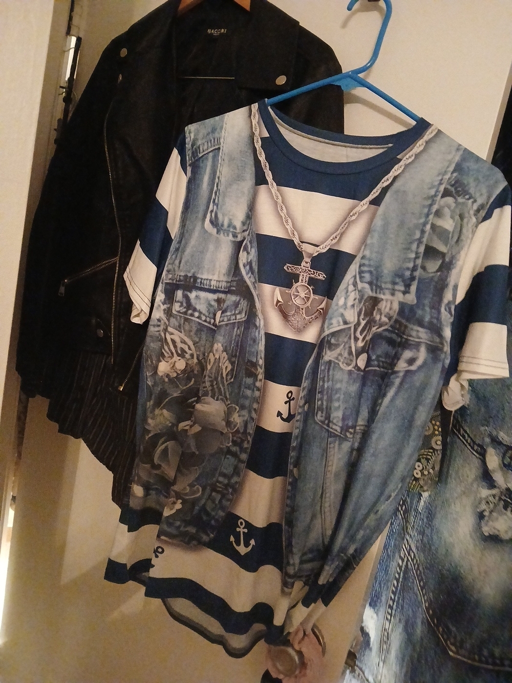 TWO Tops with Denim Print